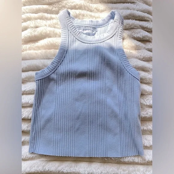 Aerie Ribbed Sleeveless Top in Light Blue - Picture 1 of 5